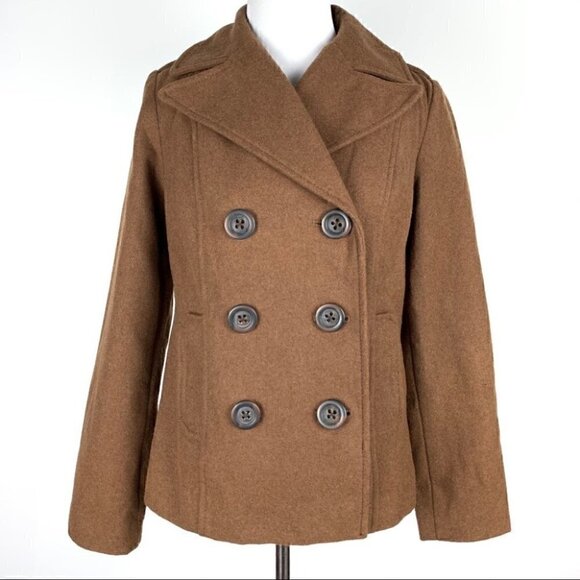 Old Navy jacket S brown 39% wool double breasted - Picture 2 of 12